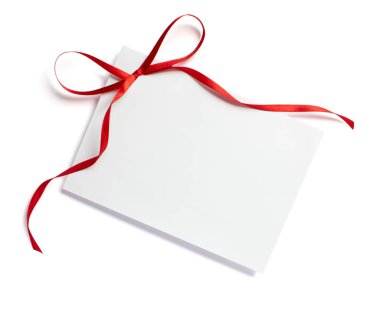 Tebrik kartı kırmızı kurdelesini not et