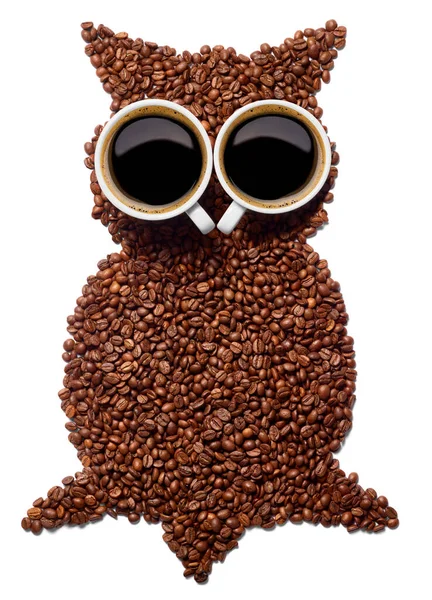 Café tasse haricots boisson expresso hibou insomnie café tasse cappuccino — Photo