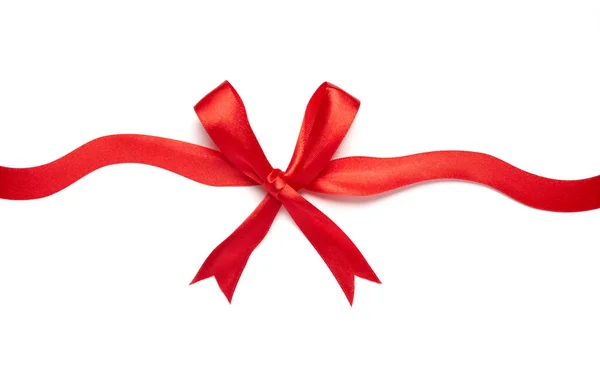 Red ribbon bow decoration christmas valentine gift birthday — Stock Photo, Image