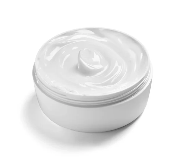 Crema blanca recipiente tarro belleza hidratante piel —  Fotos de Stock