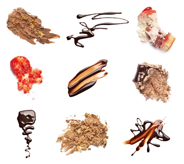 Pastel de chocolate y fresa mancha mota postre comida — Foto de Stock