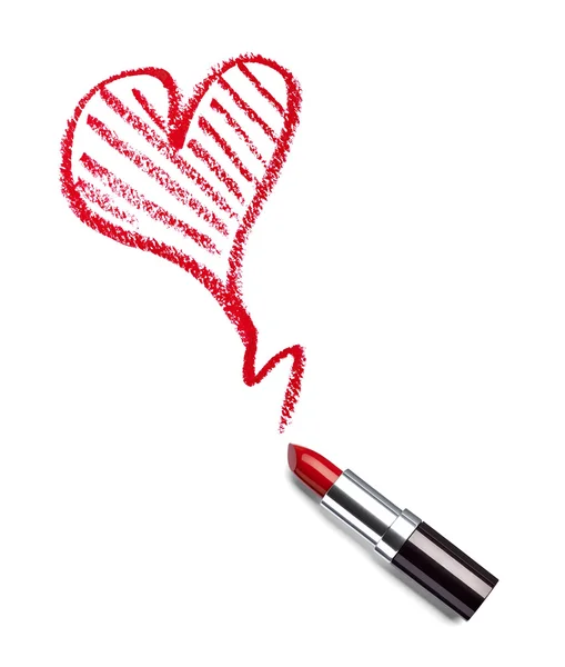 Lápiz labial belleza conforman el amor del corazón — Foto de Stock