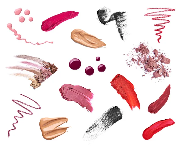 Trucco bellezza rossetto smalto liquido in polvere mascara matita — Foto Stock