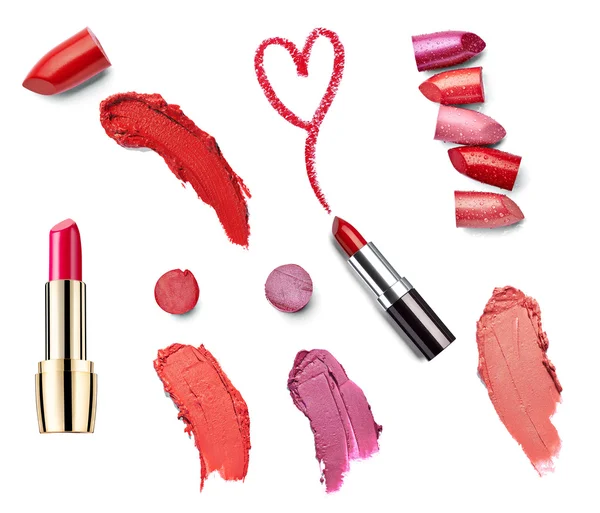 Make up beauty lipstick nail polish liquid powder mascara pencil — Stock Photo, Image