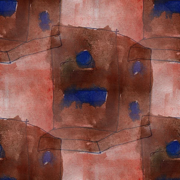 Konstnären sömlös brown, dark blue kubismen abstwatercolor wallpape — Stockfoto