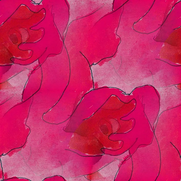 Artista sem costura rosa, cubismo vermelho abstwatercolor wallpaper backg — Fotografia de Stock