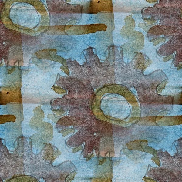 Teckningen brun, blå artist palette bild ram grafisk seamles — Stockfoto