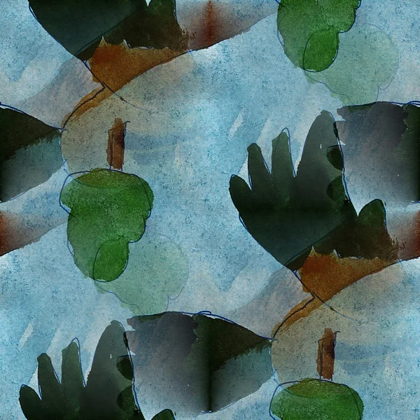 Seamless pattern   dark blue, green watercolor texture backgroun — Stock Photo, Image