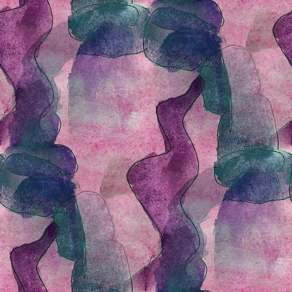 Vintage-Muster violett, rosa Design nahtlose Aquarell Text — Stockfoto