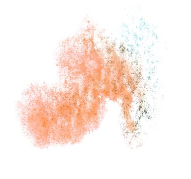 Sanat suluboya kahverengi, mavi mürekkep boya blob suluboya sıçrama col