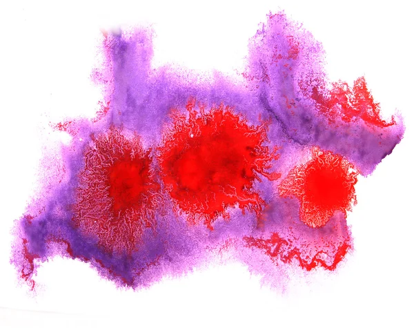 Art aquarelle violet, encre rouge peinture tache aquarelle éclaboussure col — Photo