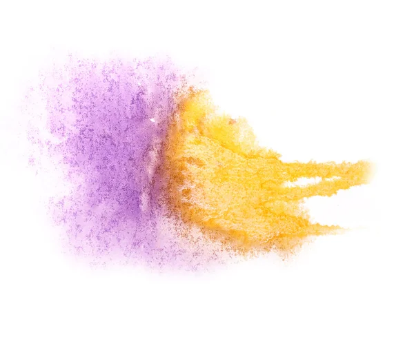 アート水彩画黄色、紫色インク ペイント blob 水彩スプラッシュ — ストック写真