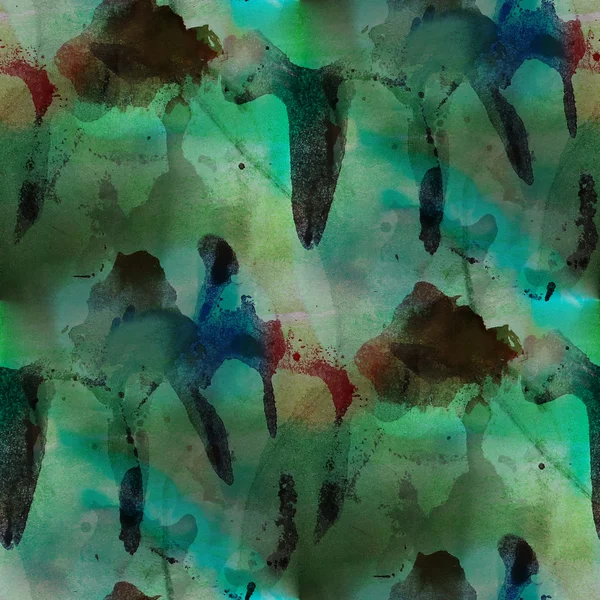 Contemporary green, blue avant-garde seamless wallpaper hand-dra — Stock Photo, Image