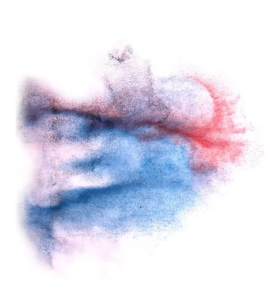 Sanat suluboya mavi, kırmızı mürekkep boya blob suluboya sıçrama colo — Stok fotoğraf