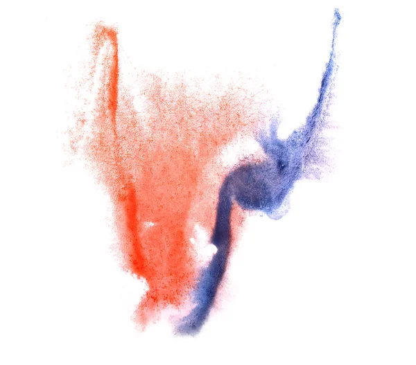 アート青赤水彩インク ペイント blob 水彩色を散らす — ストック写真