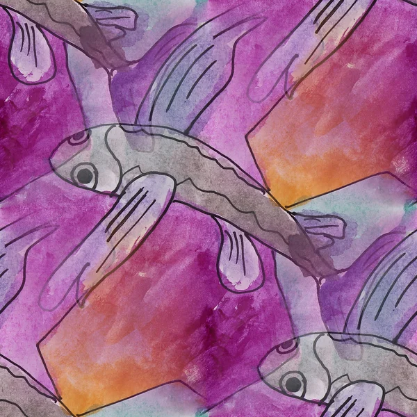 Sanat sorunsuz balık çağdaş doku suluboya alışılmadık wallp — Stok fotoğraf
