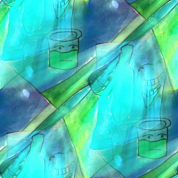 Sanat Açık mavi, yeşil, banka, Boyama, çizgi film arka plan doku w — Stok fotoğraf