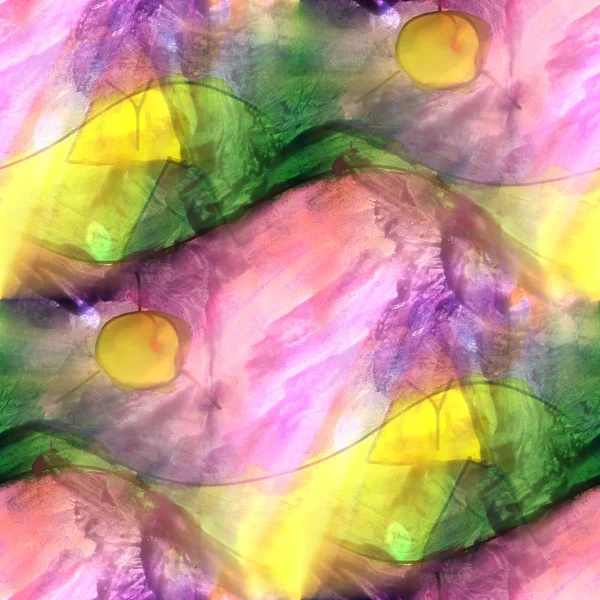 Sztuka światła se akwarela tekstura tło zielony, fioletowy, żółty — Zdjęcie stockowe