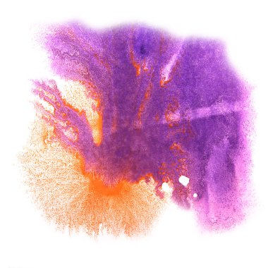 Sanat mor, turuncu suluboya mürekkep blob suluboya splash boya
