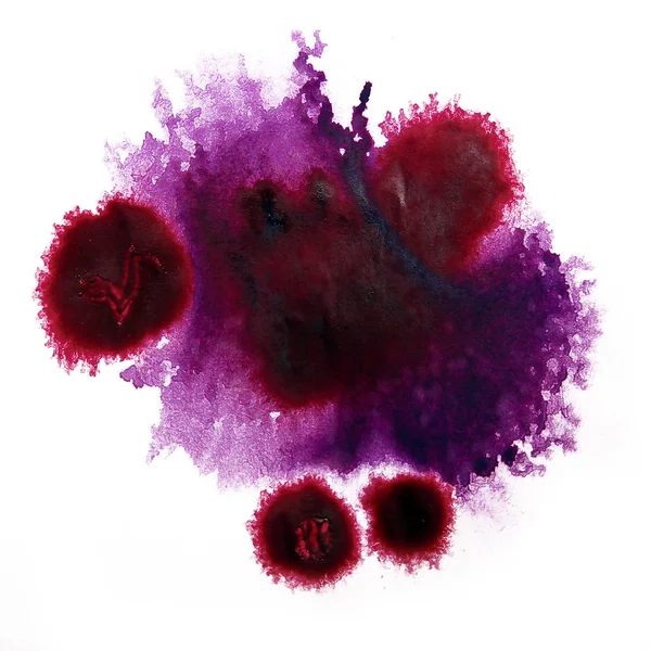 Arte rojo, púrpura acuarela tinta pintura mancha acuarela chapoteo co — Foto de Stock