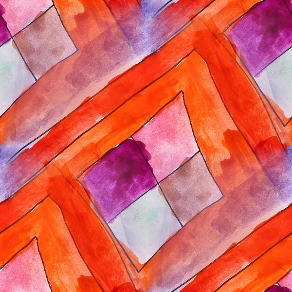 Moderne oranje, paarse naadloze aquarel kunstenaar behang tekst — Stockfoto