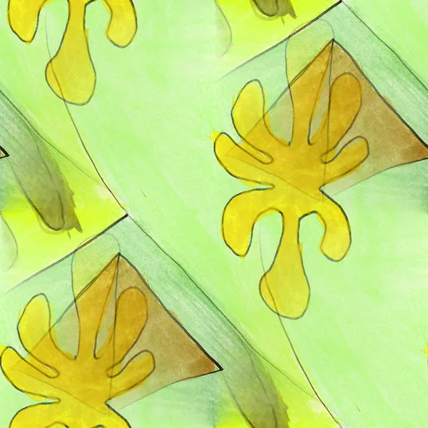 モダンな黄色、緑シームレスな水彩画の芸術家の壁紙テキスト — ストック写真