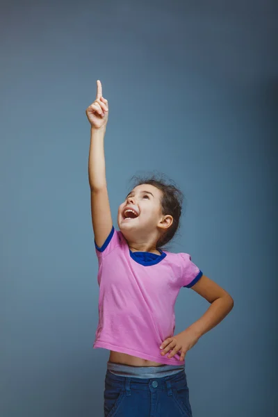 Chica grita levantando la mano — Foto de Stock