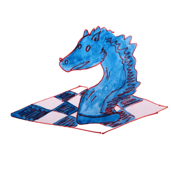 Aquarell Zeichnung Kinder Cartoon Schach auf weißem Hintergrund — Stockfoto