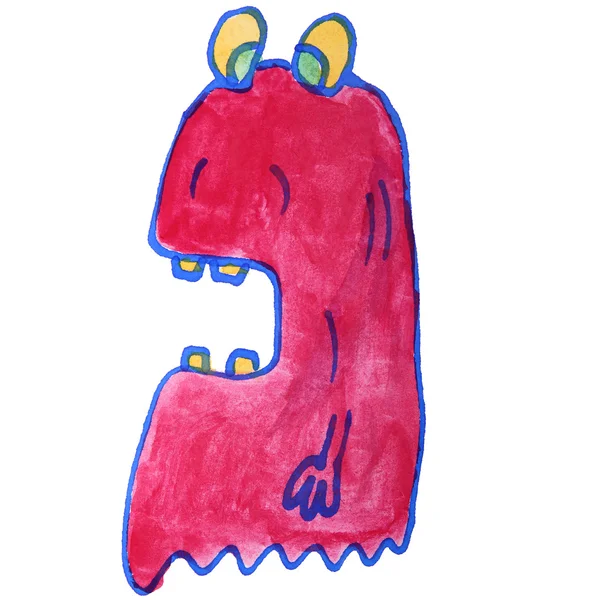 Dessin enfants aquarelle monstre gelée de dessin animé sur fond blanc — Photo