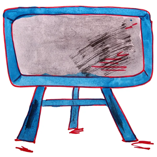 Drawing children watercolor television, cartoon blue on a white — Stock Photo, Image