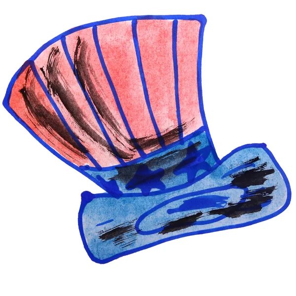Рисование детей акварель вувузела мультфильм на белой backgrou — стоковое фото