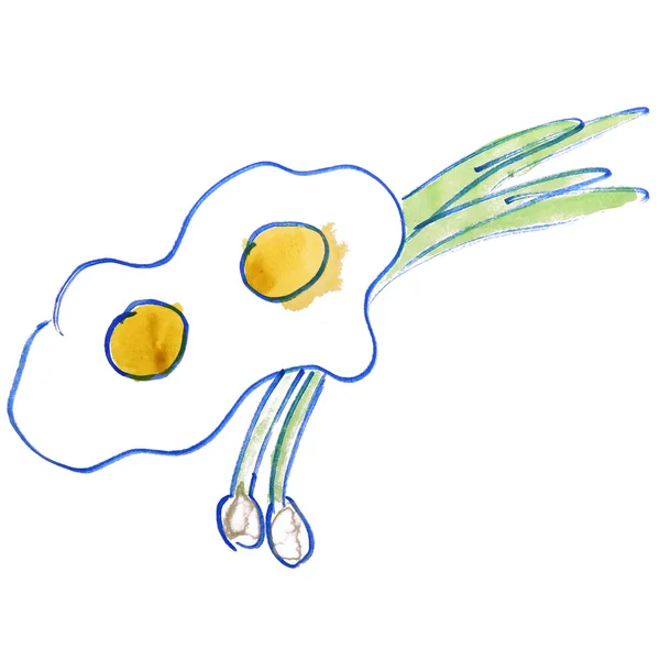 Desenho desenhos animados crianças aquarela ovos no fundo branco — Fotografia de Stock