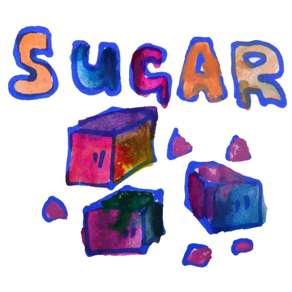 Рисование мультяшных детей акварель сахар на белом фоне — стоковое фото