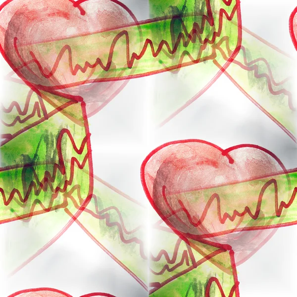 Τοιχογραφία άνευ ραφής κορδέλα, καρδιά μοτίβο φόντου te — Φωτογραφία Αρχείου