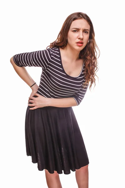 kadın bel ağrısı siyatik beyaz arka plan üzerinde izole