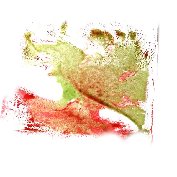 Abstracto rojo, verde dibujo trazo tinta acuarela cepillo agua co — Foto de Stock