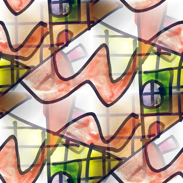 Wandbild nahtlose Muster Hintergrund Straße und Haus Textur wallpap — Stockfoto