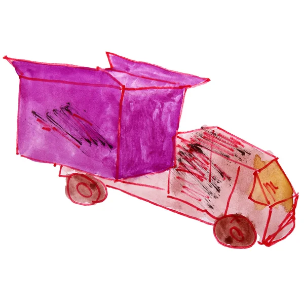 Watercolor car box delivery drawing cartoon style isolated on a — Stock Photo, Image