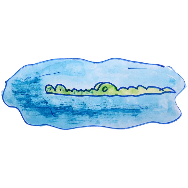 Aquarela desenho crianças desenho animado crocodilo no fundo branco — Fotografia de Stock