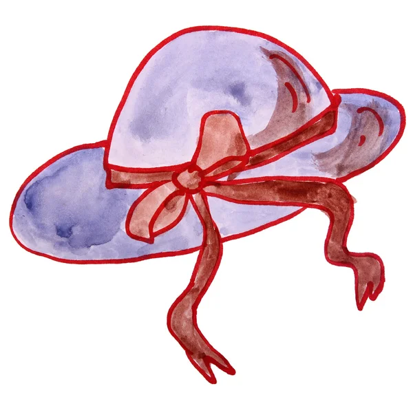 Akwarela, rysunek dzieci kreskówka kapelusz na białym tle — Zdjęcie stockowe