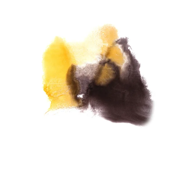 Abstract Yellow, black drawing stroke ink watercolor brush water — Stock Photo, Image