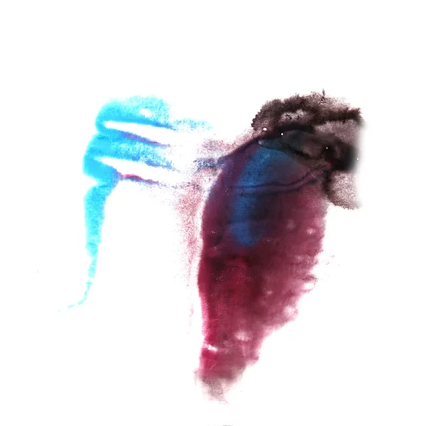アート ブラック、ピンク、ブルーの水彩インク ペイント blob 水彩 spla — ストック写真
