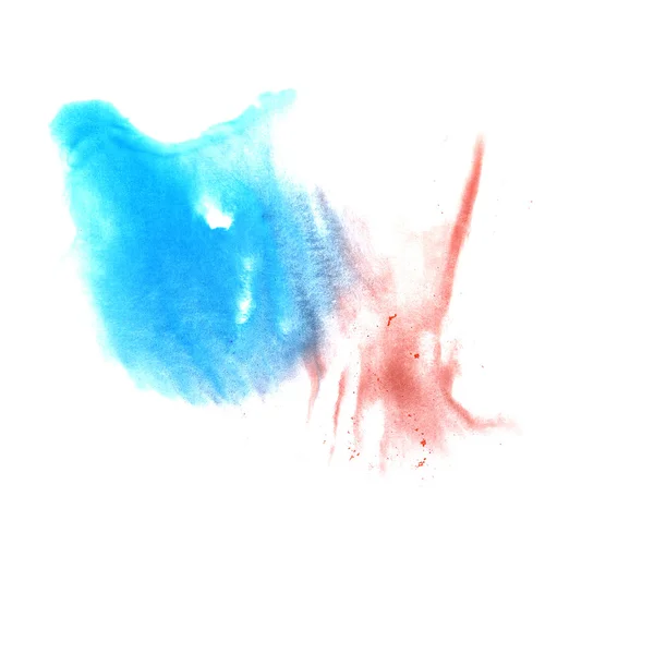 艺术蓝色，红色水彩油墨油漆 blob 水彩画飞溅的颜色 — 图库照片