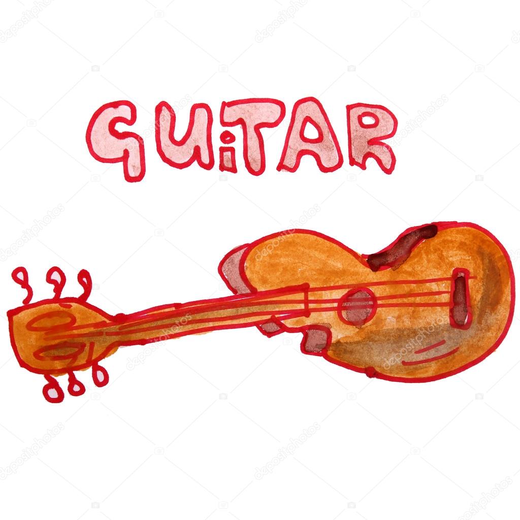Watercolor drawing kids cartoon guitar on white background Stock Photo by ©maxximmm1 62526749 Watercolor drawing kids cartoon guitar on white background Stock Photo by ©maxximmm1 62526749