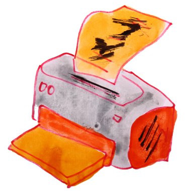 Beyaz arka plan üzerinde çizim karikatür çocuklar suluboya yazıcı