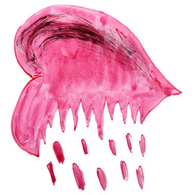 Çizim suluboya kalp kırık çizgi film üzerinde beyaz bir backgrou çocuklar.