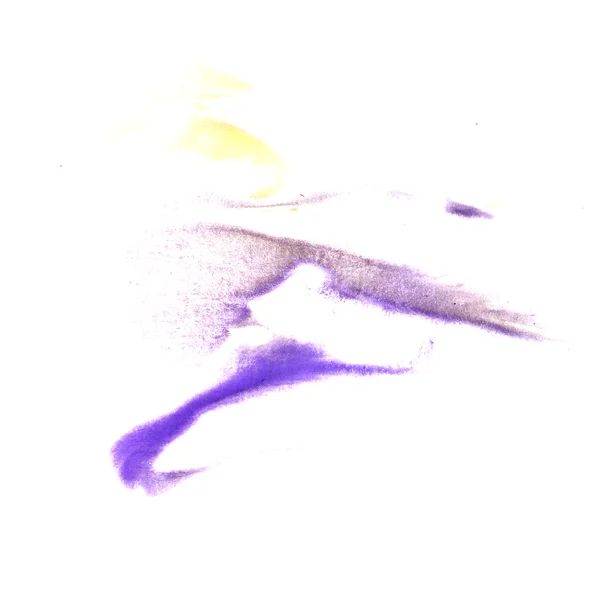 Art Violet, yellow watercolor ink paint blob watercolour splash — Stock Photo, Image