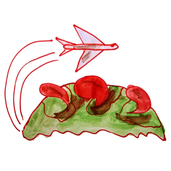 Výkresu kreslené děti akvarel letu na bílém pozadí — Stock fotografie