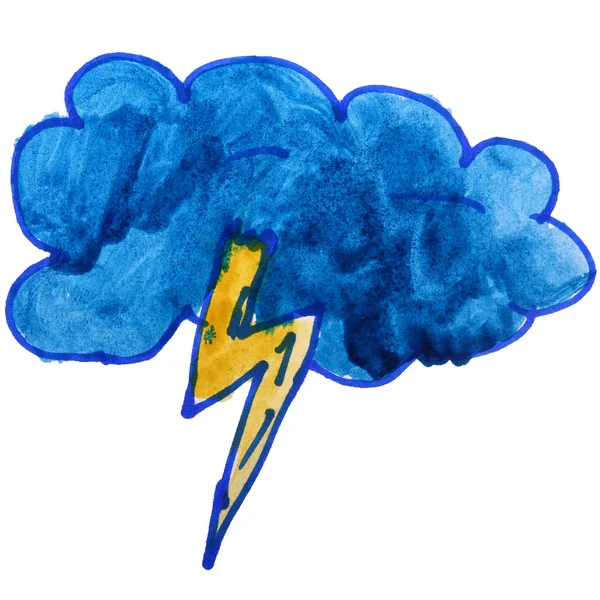 Rysunek kreskówka dzieci akwarela burza na biały backgrou — Zdjęcie stockowe