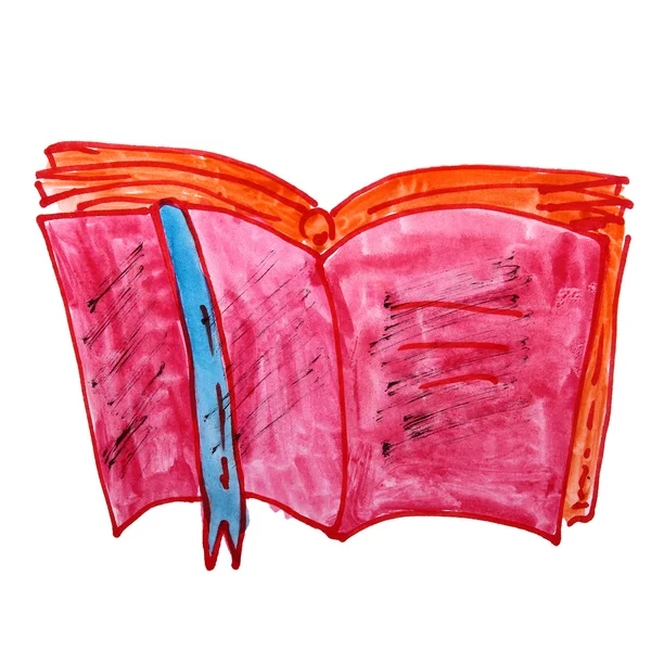 Zeichnung Kinder Aquarell Tagebuch rosa Karikatur auf einem weißen Backgr — Stockfoto